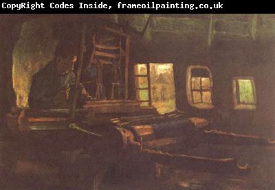 Vincent Van Gogh Weaver,Interior with Three Small Windows (nn04)